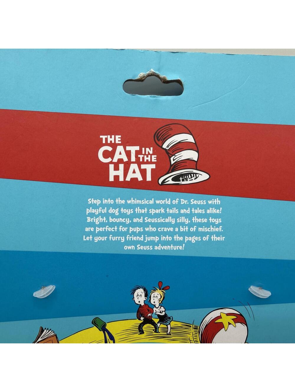 Dr Seuss The Cat in the Hat Thing 1 Thing 2 Plush Dog Toy With Squeaker Rope - Picture 7 of 10